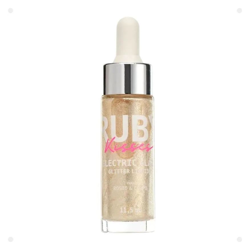 Kiss New York Glitter Líquido Rosto e Corpo Ruby Kisses Electric Glaze Champagne Rrg02b