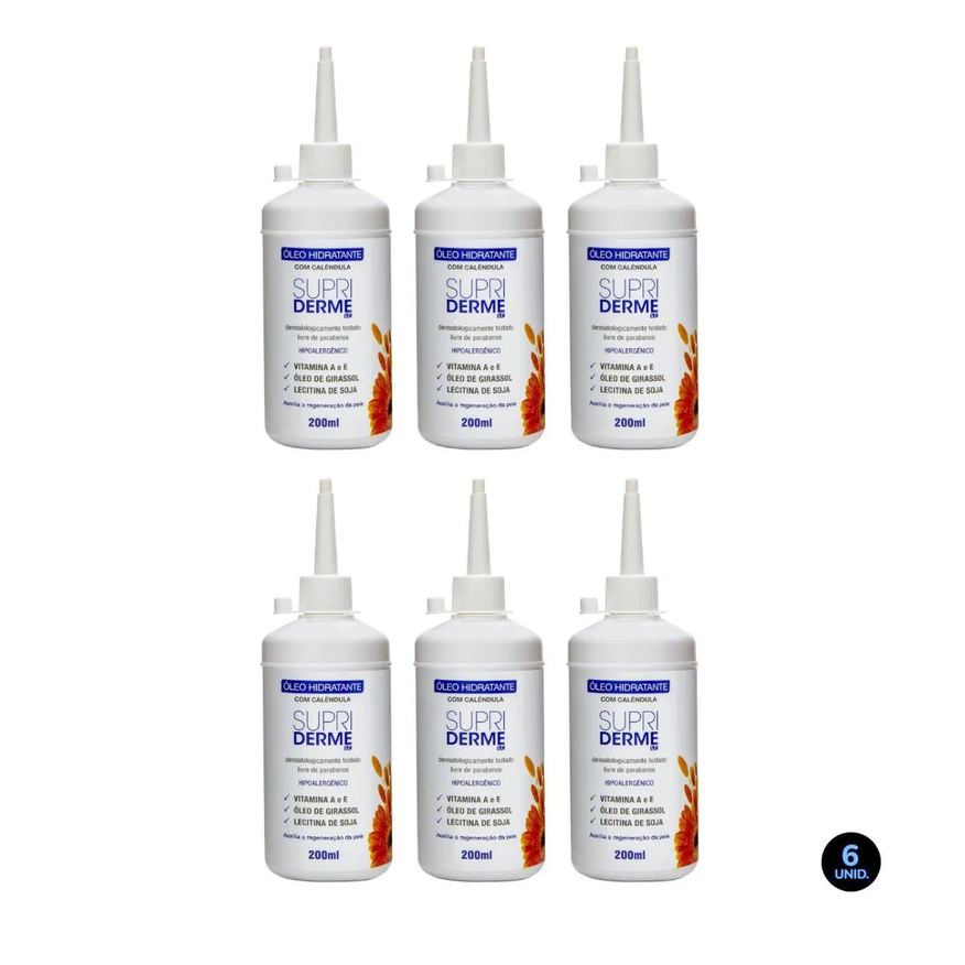 Primoderme Kit Supriderme Oleo Hidratante com Calendula 200ml com 6 unidades