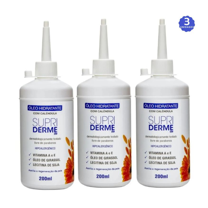 Primoderme Kit Supriderme Oleo Hidratante com Calendula 200ml com 3 unidades