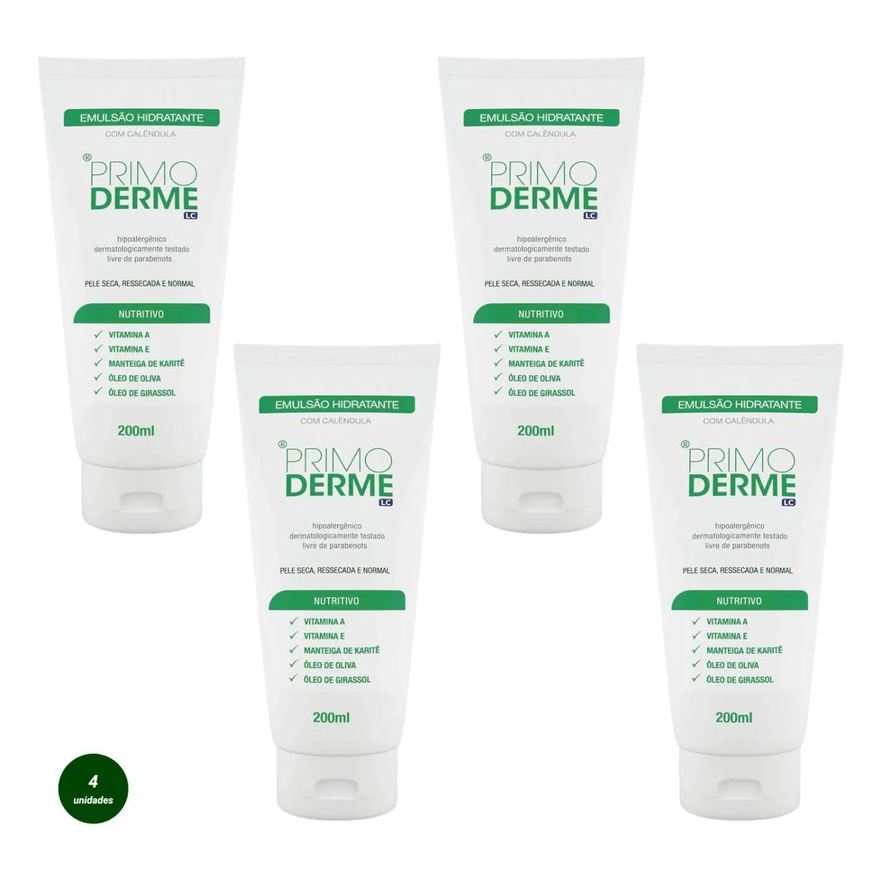 Primoderme Kit Emusão Hidratante 200ml com 4 unidades