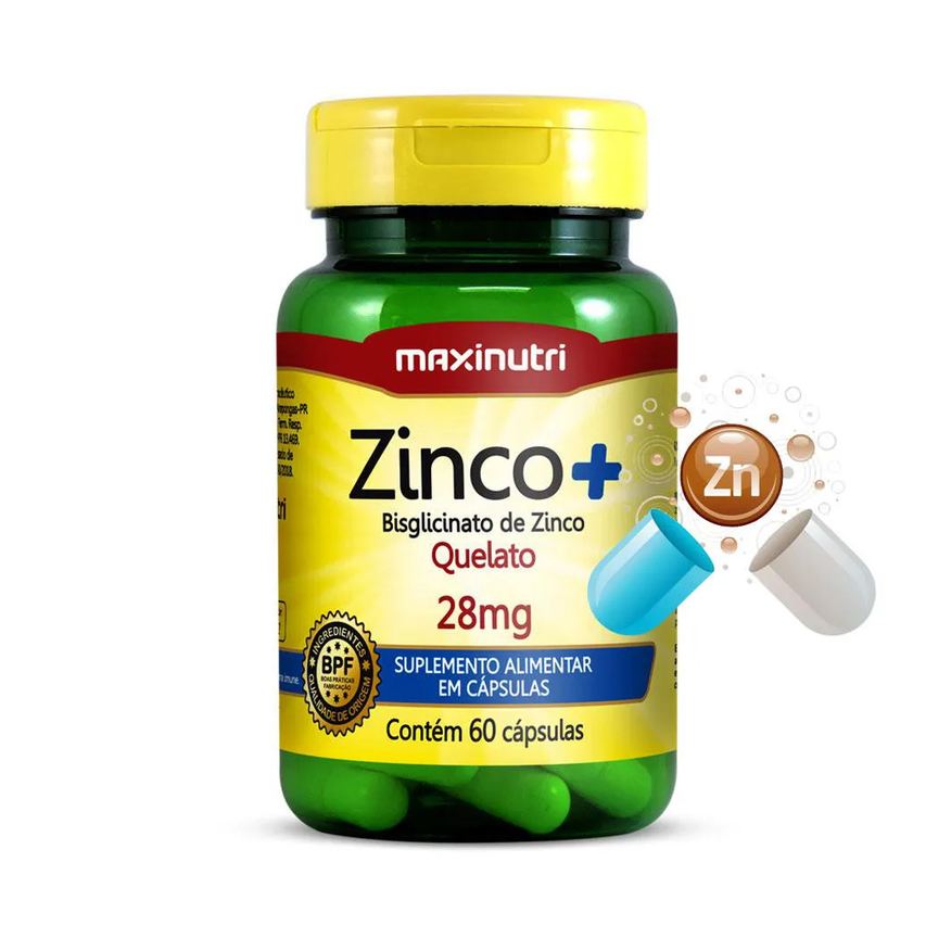 MAXINUTRI ZINCO+ BISGLICINATO DE ZINCO QUELATO 28mg 60 Cápsulas