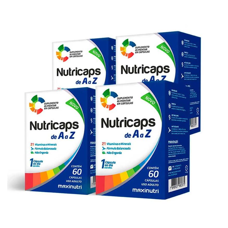 Maxinutri Kit 4 Polivitamínico de A A Zinco Nutricaps 60 Cápsulas
