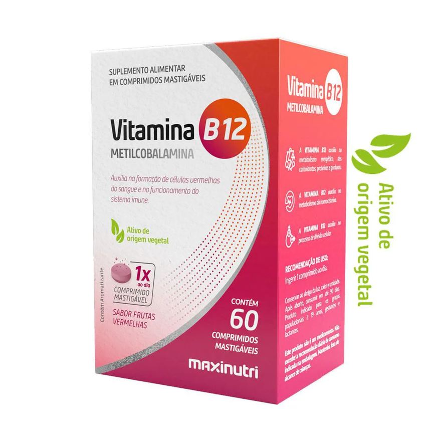 Maxinutri Vitamina B - 12 Metilcobalamina Mastigável 60 Comprimidos