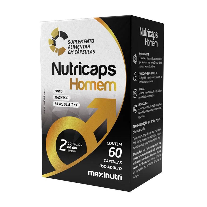 Maxinutri Nutricaps Homem Zinco Magnésio E Vitaminas 60 cápsulas