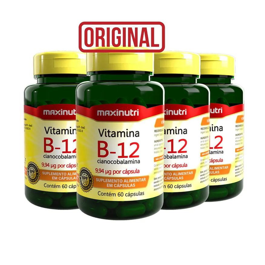 MAXINUTRI KIT 4 VITAMINA B12 MICRONUTRIENTE ESSENCIAL 60 Cápsulas