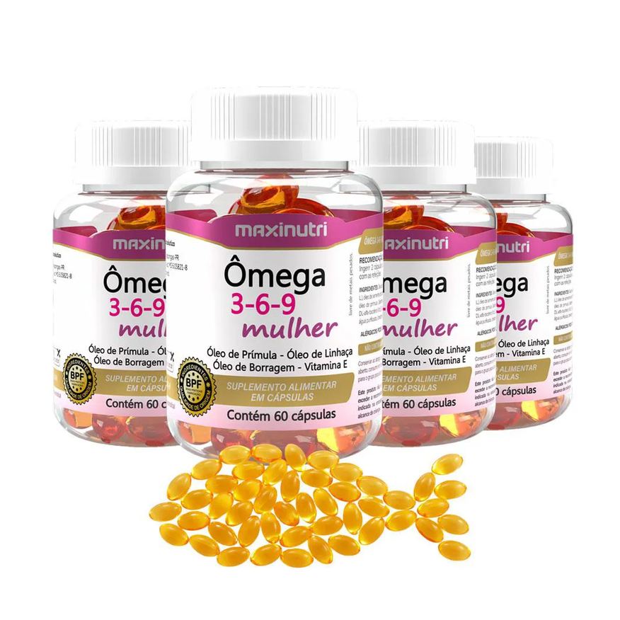 Maxinutri Kit 4 Ômega 3 - 6 - 9 Específico para Mulher 60 Cápsulas