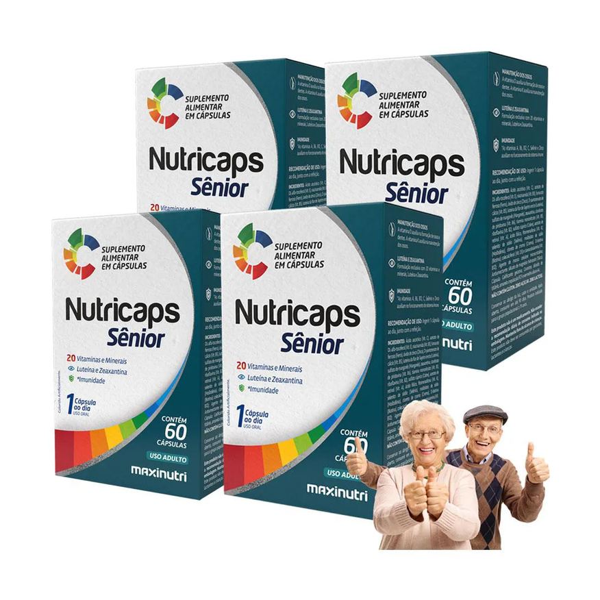 Maxinutri Kit 4 Nutricaps Sênior Vitaminas E Minerais Luteína Zeaxantina 60 cápsulas