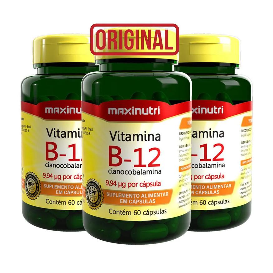 MAXINUTRI KIT 3 VITAMINA B12 MICRONUTRIENTE ESSENCIAL 60 Cápsulas