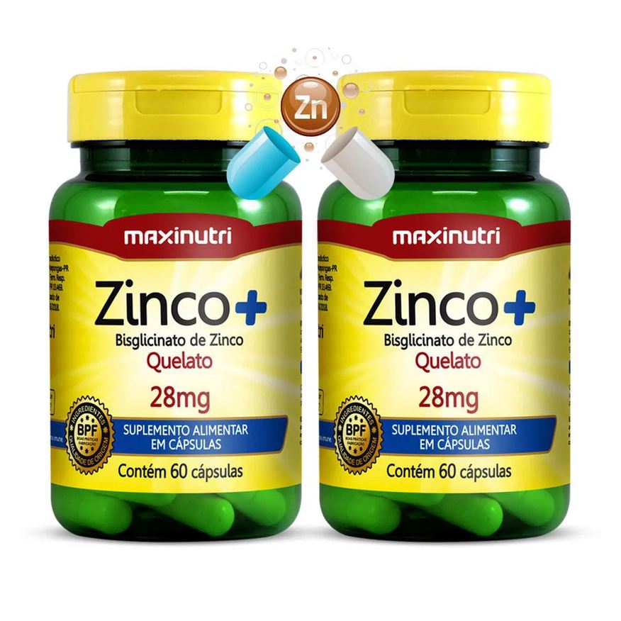 MAXINUTRI KIT 2 ZINCO+ BISGLICINATO DE ZINCO QUELATO 28mg 60 Cápsulas
