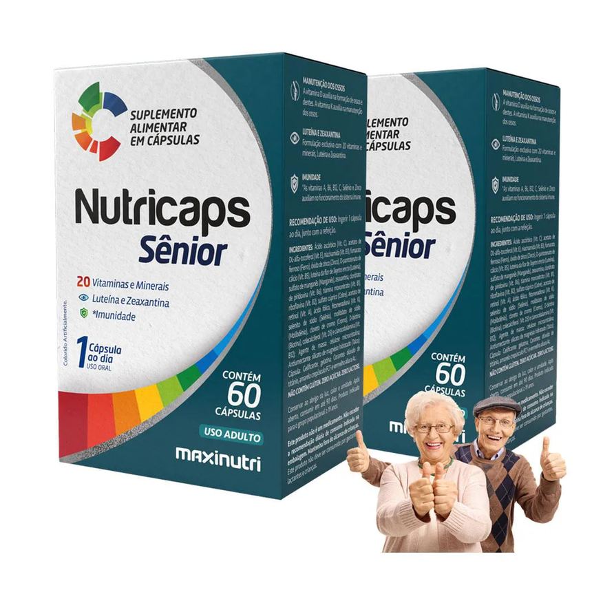 MAXINUTRI KIT 2 NUTRICAPS SêNIOR VITAMINAS E MINERAIS LUTEíNA ZEAXANTINA 60 Cápsulas
