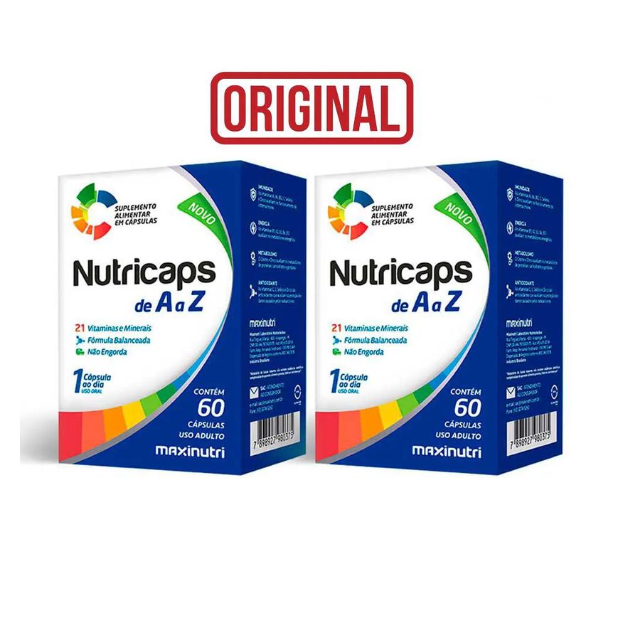 MAXINUTRI KIT 2 NUTRICAPS POLIVITAMíNICO E MINERAL DE A A Z 60 Cápsulas