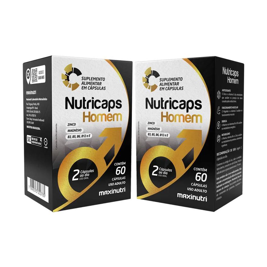 Maxinutri Kit 2 Nutricaps Homem Zinco Magnésio E Vitaminas 60 cápsulas