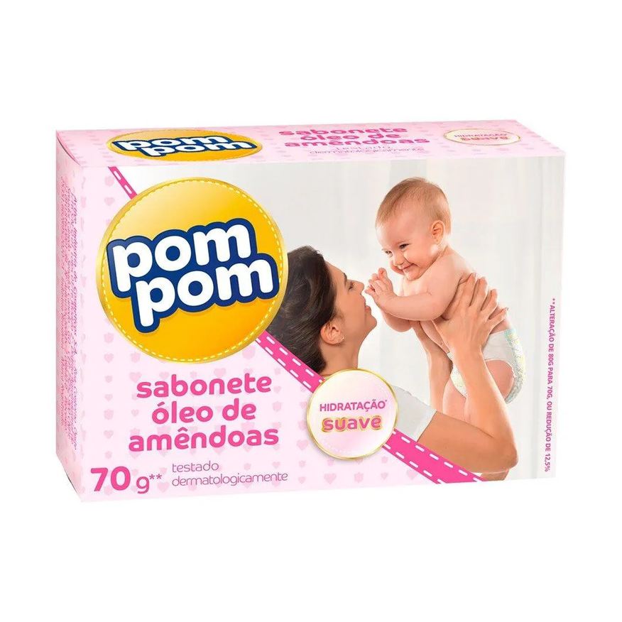 Bigfral Sabonete Pom-pom Baby Magic Óleo de Amêndoas 70g - Embalagem com 12 unidades