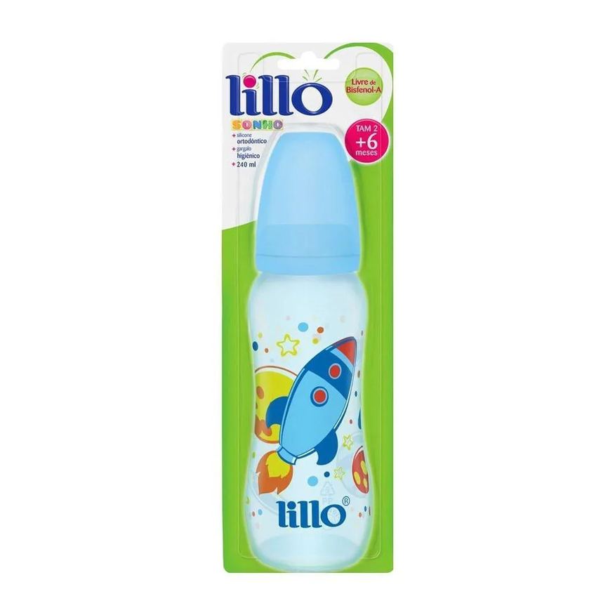 Titan Mamadeira Lillo Sonho Acinturada com Bico de Silicone Ortodôntico Tamanho 2 Azul 240ml