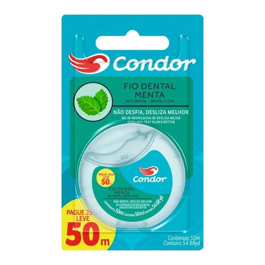 Condor Fio Dental Menta 50m - Embalagem com 6 unidades