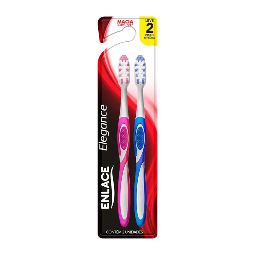 Enlace Escova Dental Elegance Adulta Macia - Embalagem com 12 unidades