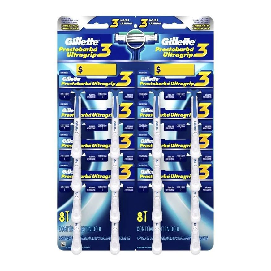 Gillette Aparelho Prestobarba Ultragrip 3 - 2 Embalagens com 8 unidades