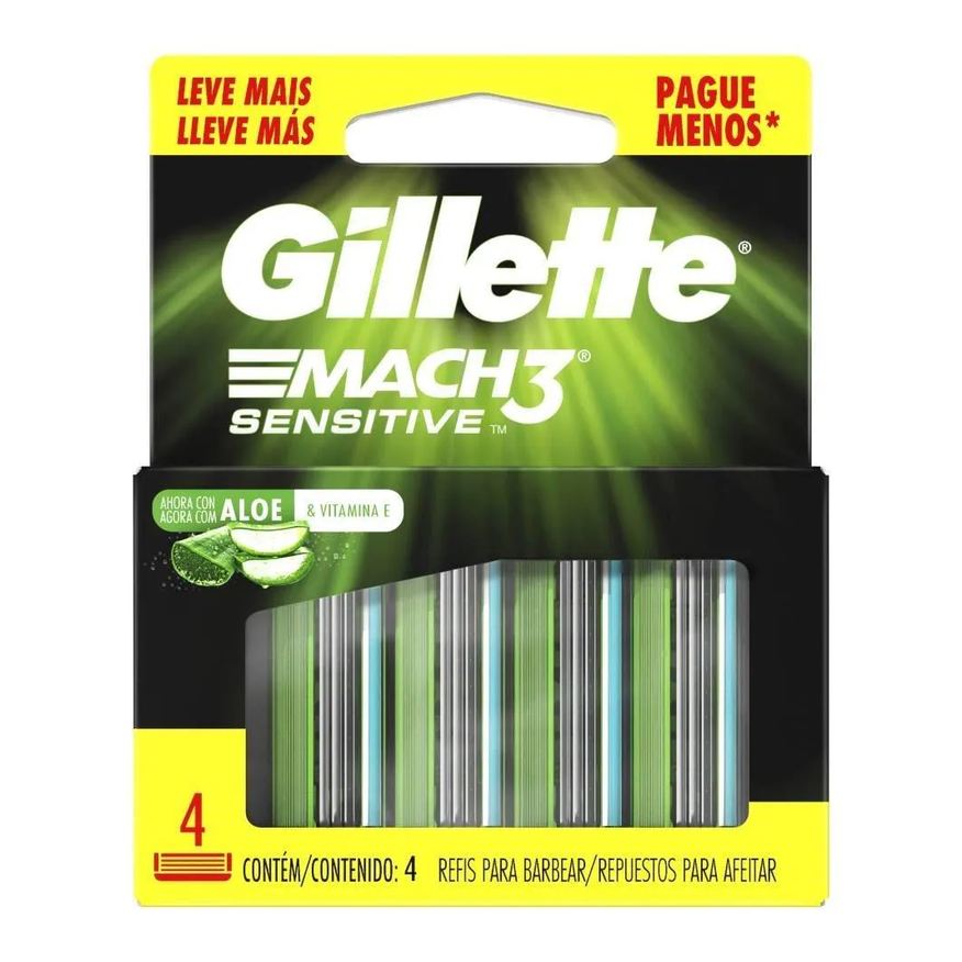 Gillette Carga Mach3 Sensetive Embalagem com 4 unidades