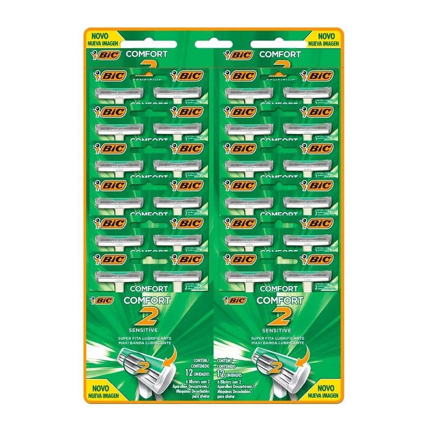 Bic Aparelho Comfort 2 Sensitive 12 Embalagens com 2 unidades