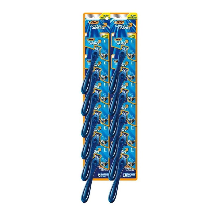 Bic Aparelho Comfort 3 Cabeça Móvel Pele Normal Embalagem com 12 unidades