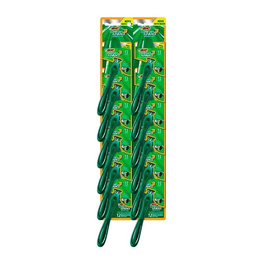 Bic Aparelho Comfort 3 Cabeça Móvel Pele Sensível Embalagem com 12 unidades