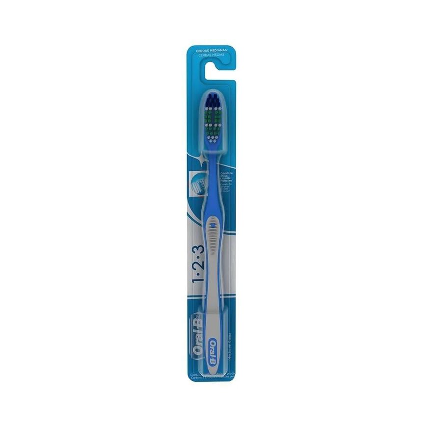 Oral-B Escova Dental Oral B 123 Média com Protetor Higiênico Embalagem com 12 unidades