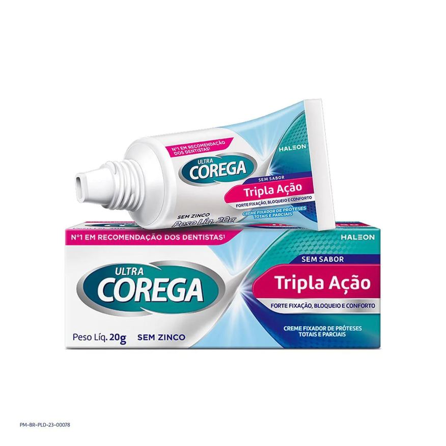 Fixador Creme de Dentadura Ultra Corega Tripla Ação Sem Sabor com 20g