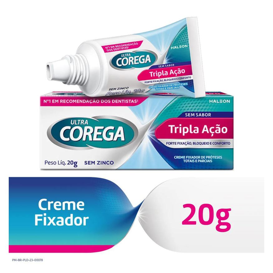 Fixador Creme de Dentadura Ultra Corega Tripla Ação Sem Sabor com 20g