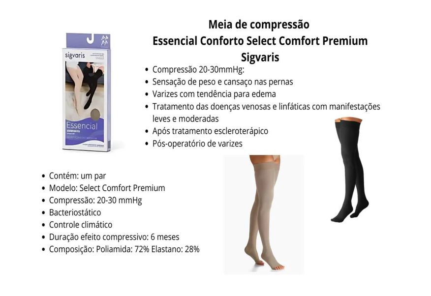 Sigvaris Meia Select Comfort 20-30 Mmhg 7/8 Af 862 Ponteira Aberta Natural P3