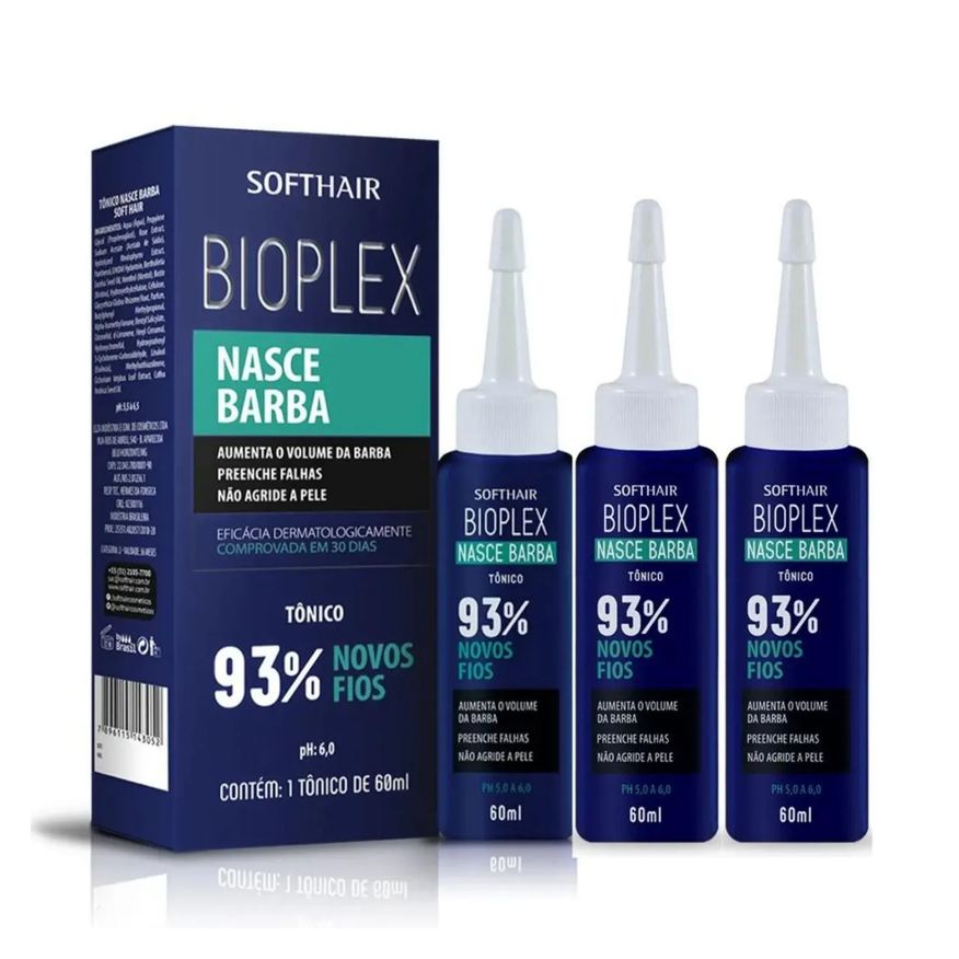 Soft Hair Tônico Loção para Crescer Barba Fórmula Exclusiva Combo 3un