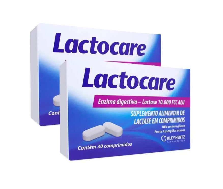 Hertz Lactocare Enzima Digestiva Suplemento de Lactase 30 comprimidos 10.000 Fcc Alu - Kit 2 - Kley