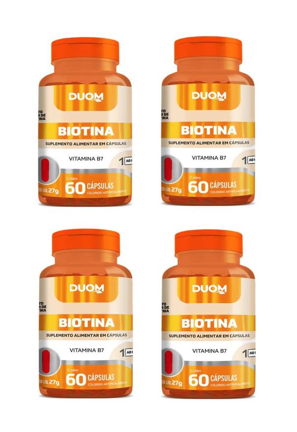 Duom Kit 4 Suplemento Biotina Vitamina B7 Pele E Cabelo 60cps