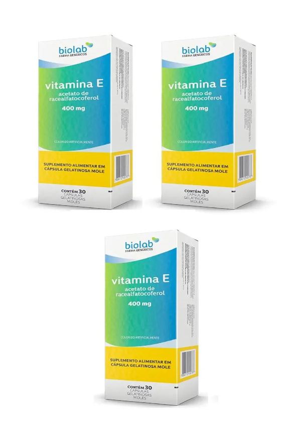Biolab Kit 3 Vitamina E 400mg Antioxidante Imunidade 30cps