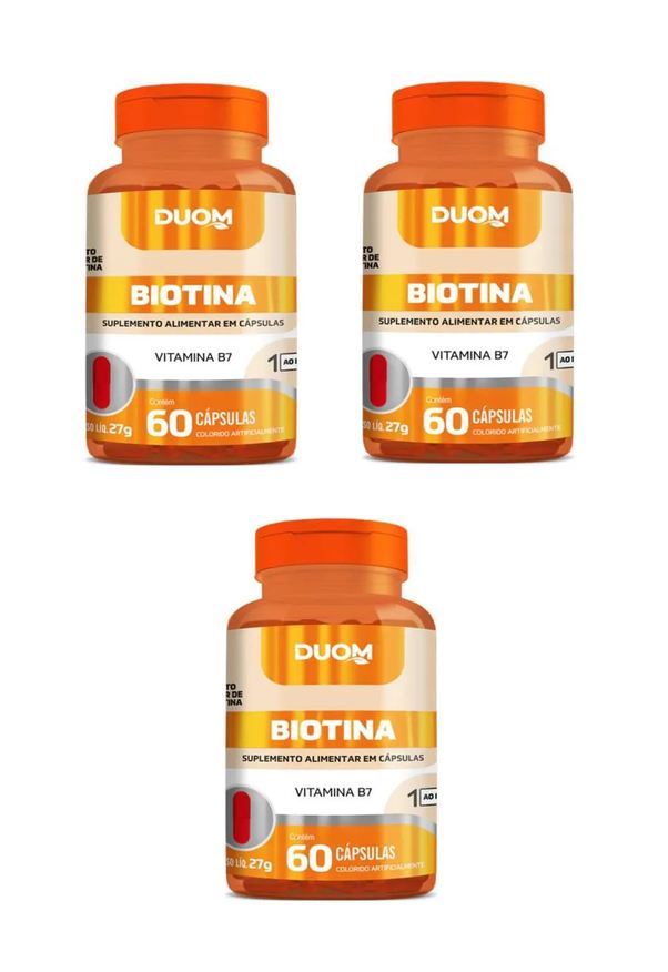 Duom Kit 3 Suplemento Biotina Vitamina B7 Pele E Cabelo 60cps