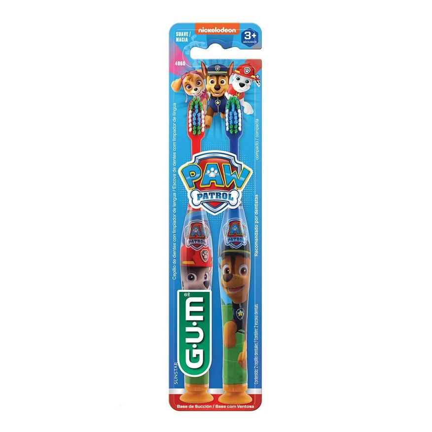 Gum Escova de Dente Infantil G.U.M Patrulha Canina 3+ Anos Macia com 2 unidades