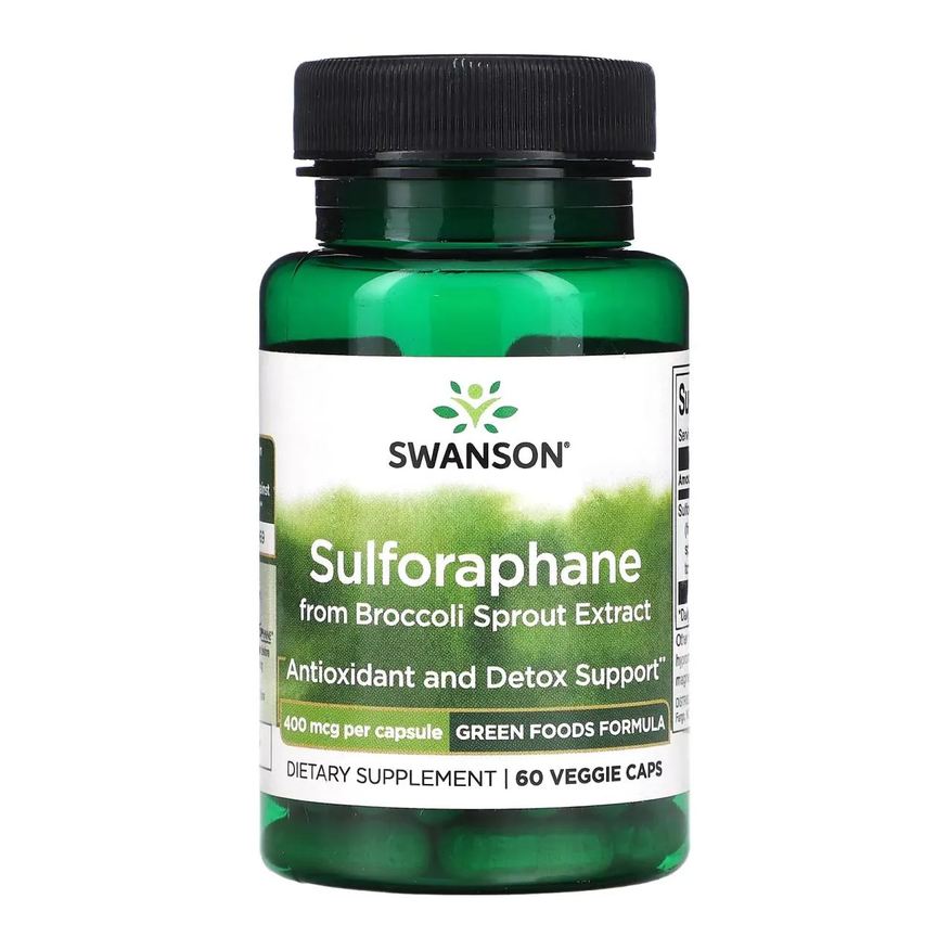 Swanson Sulforafano do Extrato de Brócolis 400mcg 60 Capsulas Veganas