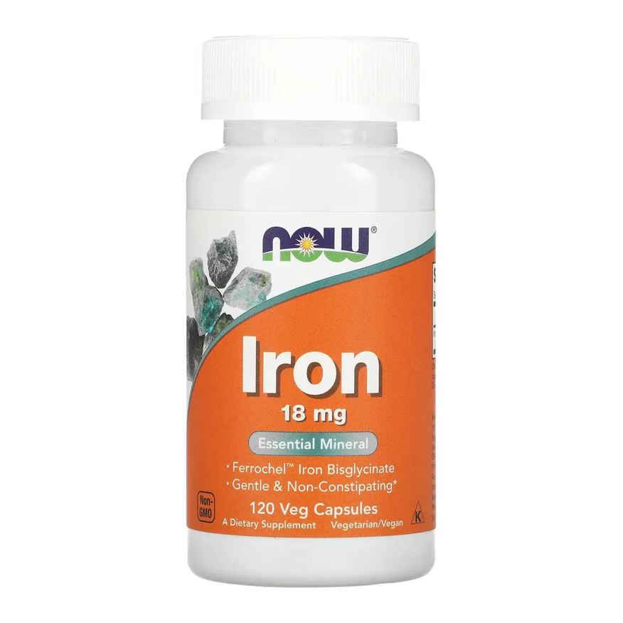 Now Foods Ferro 18mg 120 Capsulas Veganas