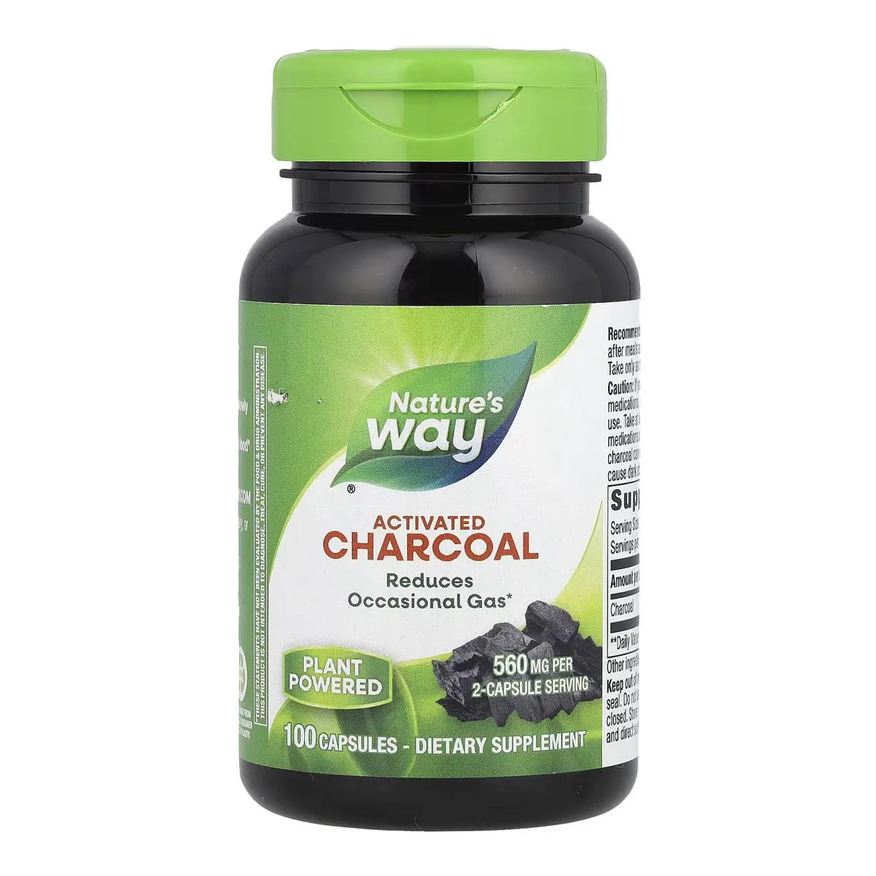 Natures Way Carvão Vegetal Ativado 560mg 100 Capsulas - Nature's Way