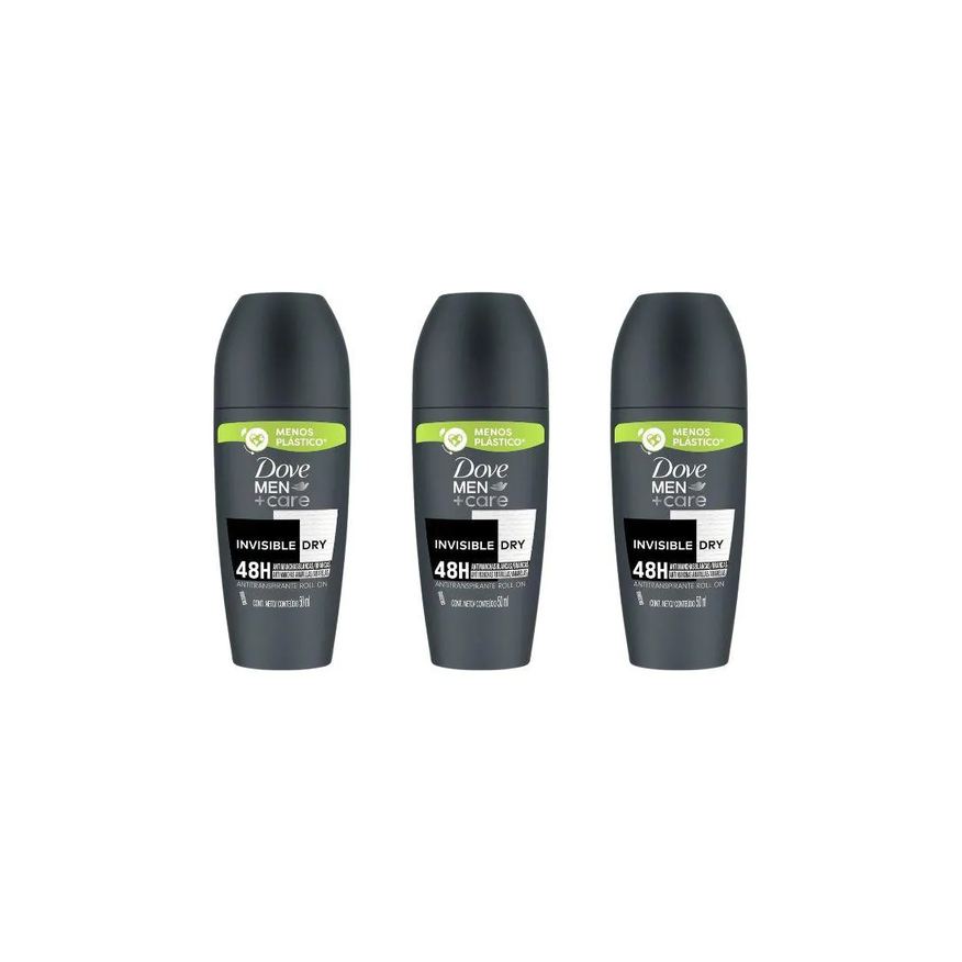 Dove Desodorante Rollon Masc Invisible Dry 50ml - Kit C/ 3un