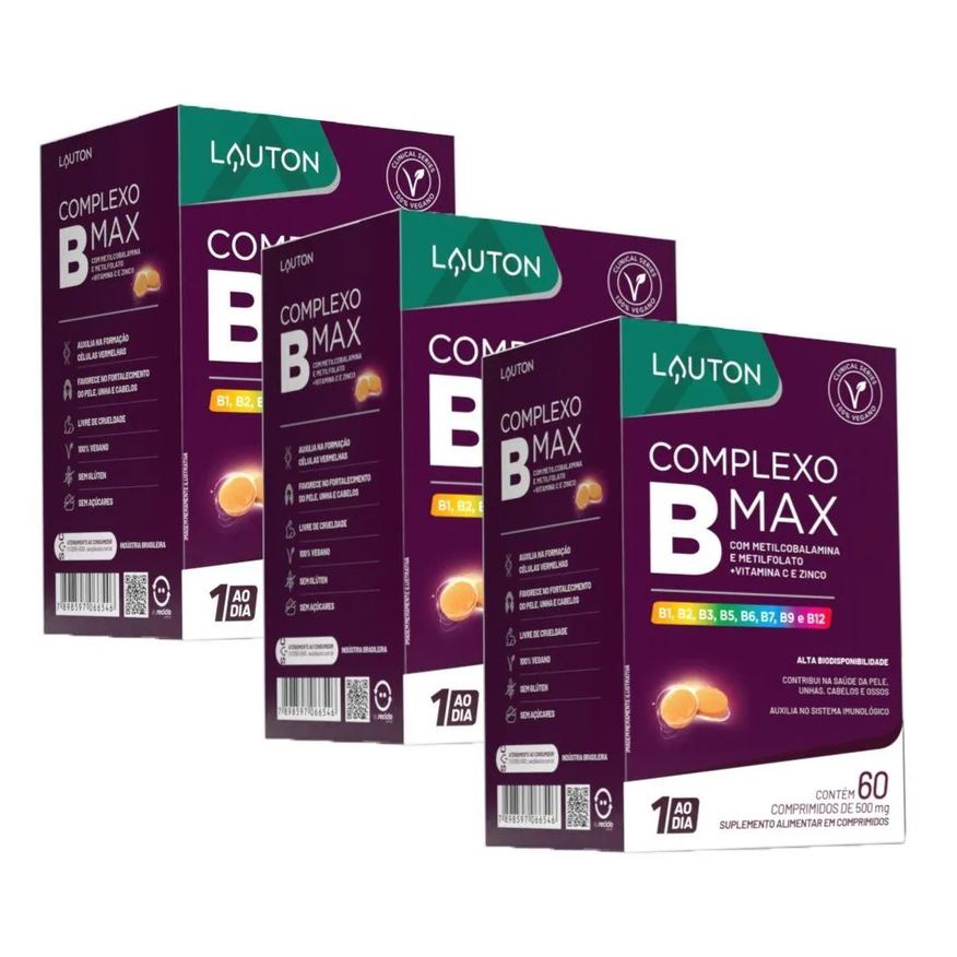 Lauton Kit 3x Complexo B Max 60 comprimidos