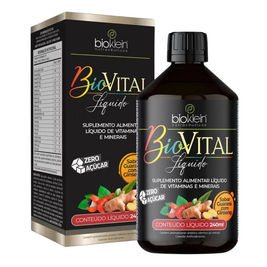 Bioklein Biovital Multivitamínico Líquido 240ml - Guaraná com Ginseng