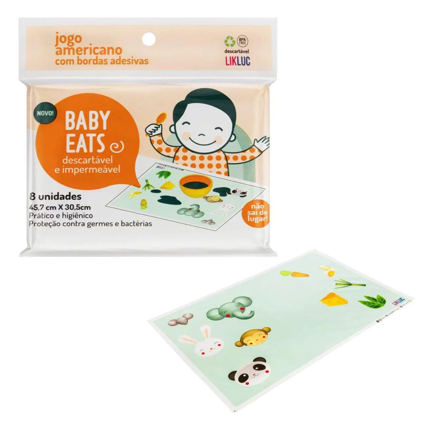 Likluc Jogo Americano Baby Eats - 8 Unidades- Descartavel