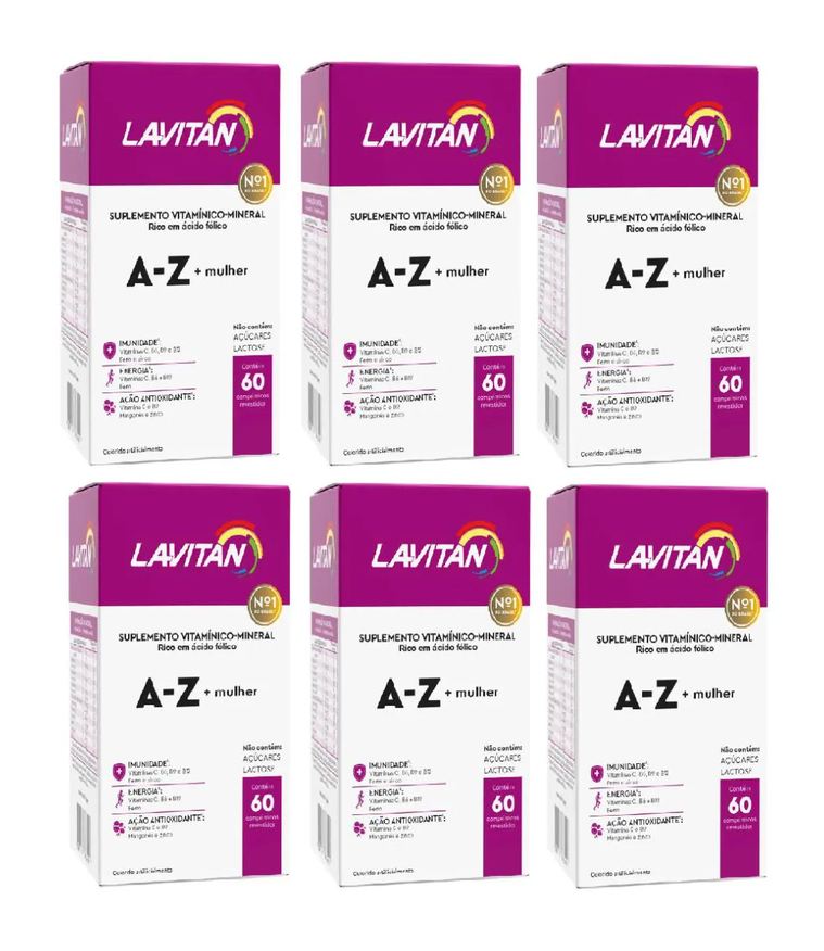 Nutracom Kit com 6 Suplemento Lavitan a - Z Mulher 60 cápsulas - Cimed