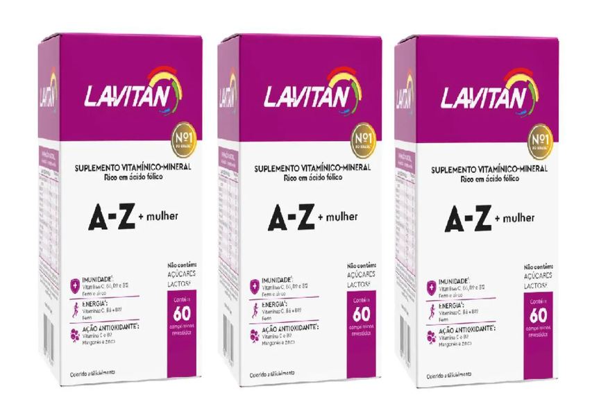 Nutracom Kit com 3 Suplemento Lavitan a - Z Mulher 60 cápsulas - Cimed