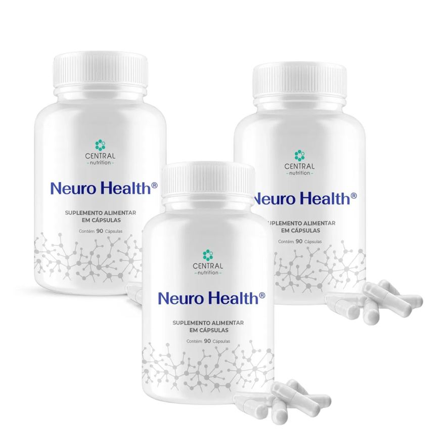 Central Nutrition Kit 3 Neuro Health Vitaminas Magnésio 90 cápsulas sem Sabor