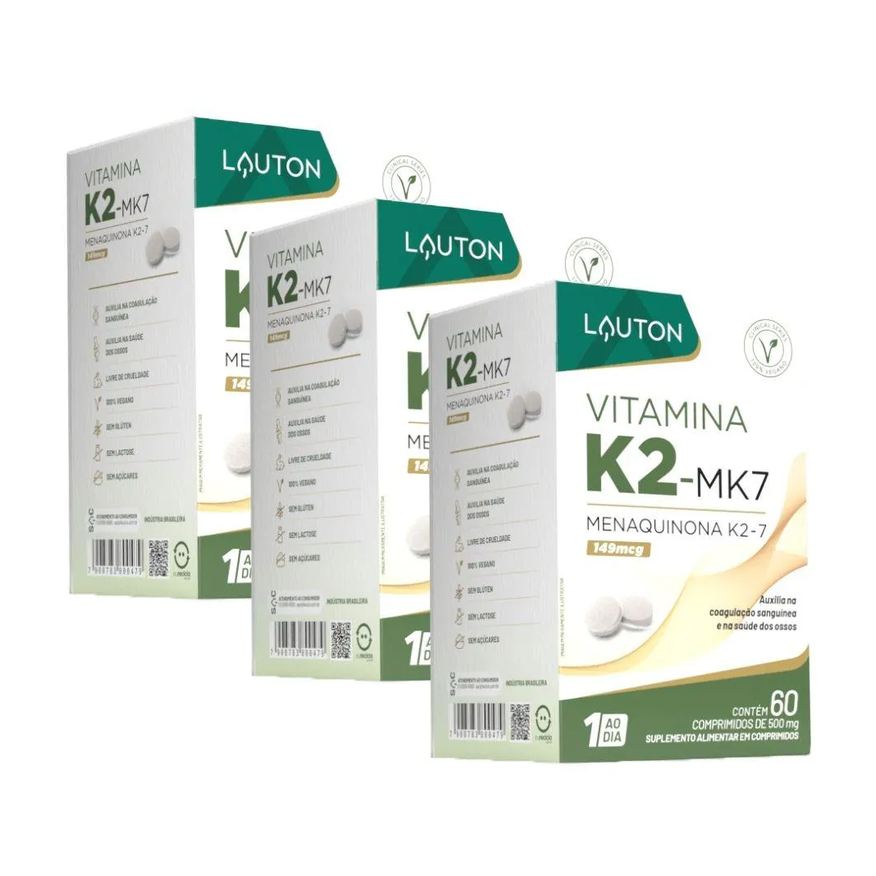 Lauton Kit 3x Vitamina K2 (mk-7) 60 comprimidos