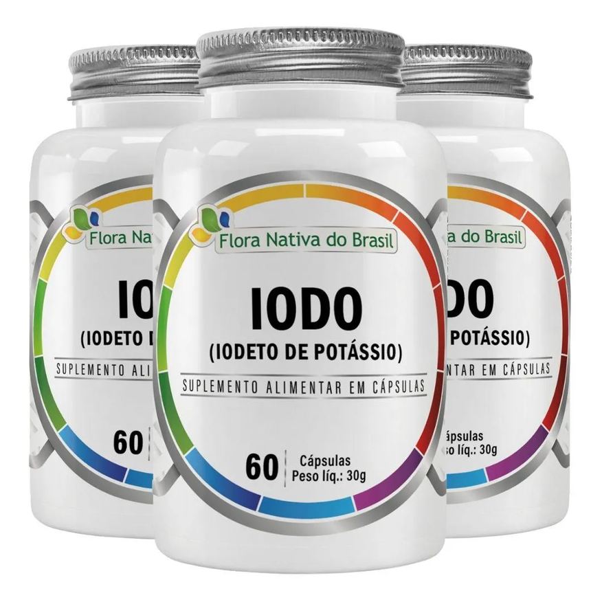 Flora Nativa Do Brasil Kit 3x Iodo ( Iodeto de Potássio) 60 cápsulas - Flora Nativa