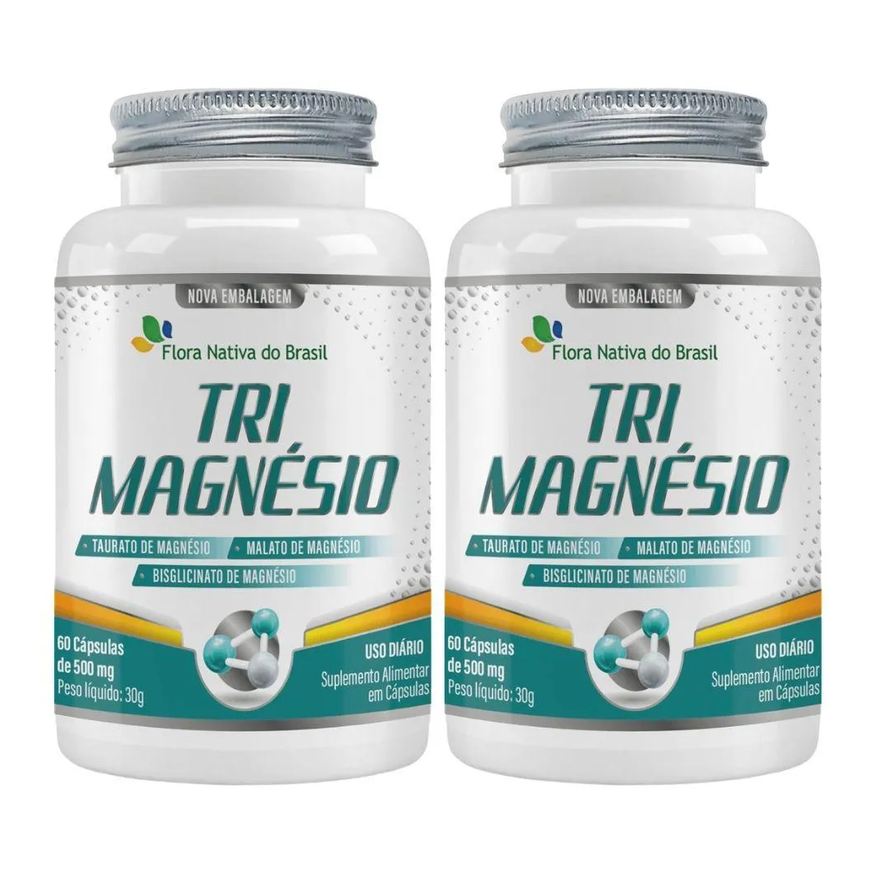 Flora Nativa Do Brasil Kit 2x Tri Magnésio Taurato, Malato e Bisglicinato 60 cápsulas - Flora Nativa