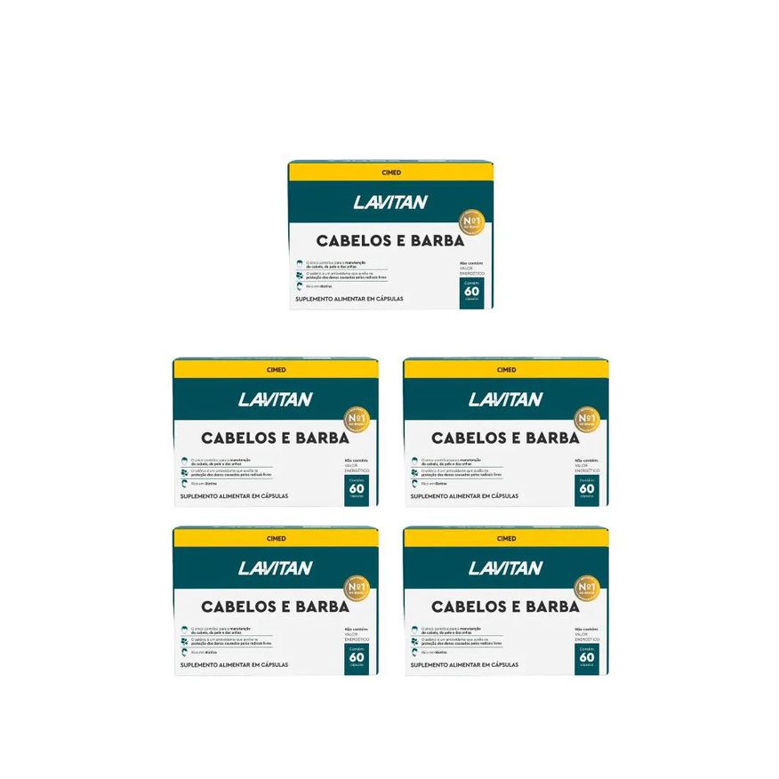 Cimed Kit 5 Lavitan Homem Cabelos e Barba - 60 cápsulas