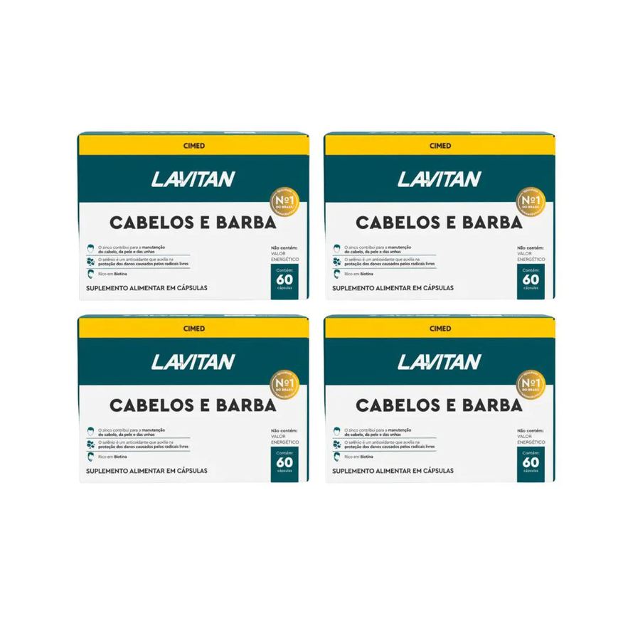 Cimed Kit 4 Lavitan Homem Cabelos e Barba - 60 cápsulas